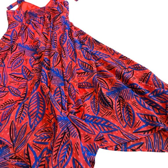 Alexis For Target Flowy Hem Leaf Print Dress Tie Shoulders Smocked Top Small - Picture 10 of 12